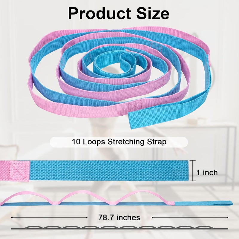 Amrules Yoga Strap for Stretching with 10 Loops Inelastic Soft Polyester Cotton Stretch Out Band for Exercise, Yoga, Pilates and Dance for Men and Women - Image 2
